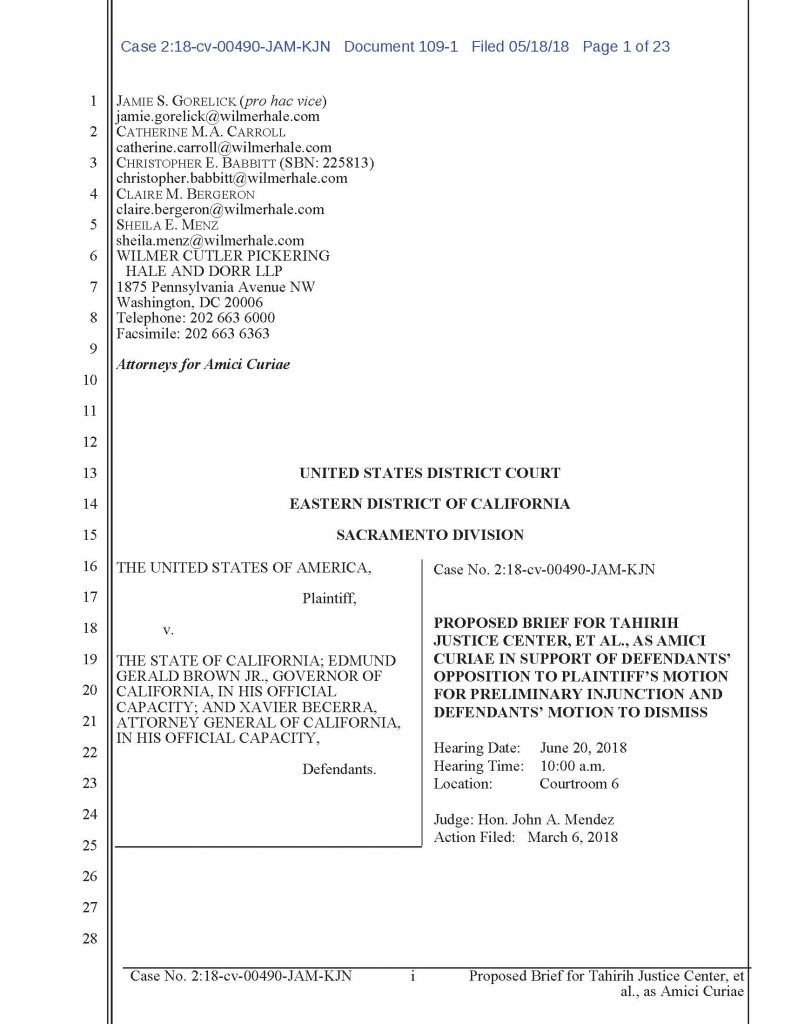 Amicus Brief Filed in Eastern District of California Court Case