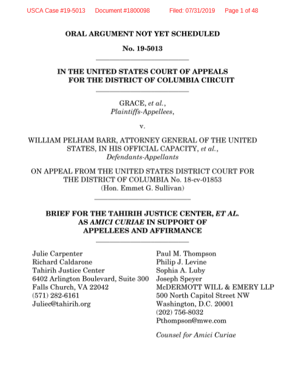 Amicus Brief Filed In Us Court Of Appeals For The Case Grace V Barr Tahirih Justice Center