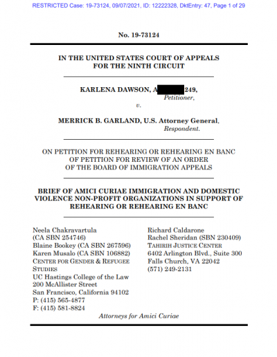 Amicus Brief In Dawson V Garland Tahirih Justice Center Tahirih Justice Center