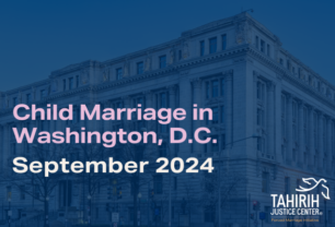 Image of the Wilson Building in Washington, DC with the text "Child Marriage in Washington, D.C. September 2024"