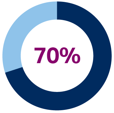 Donut chart showing 70%