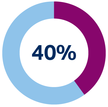 Donut chart showing 40%